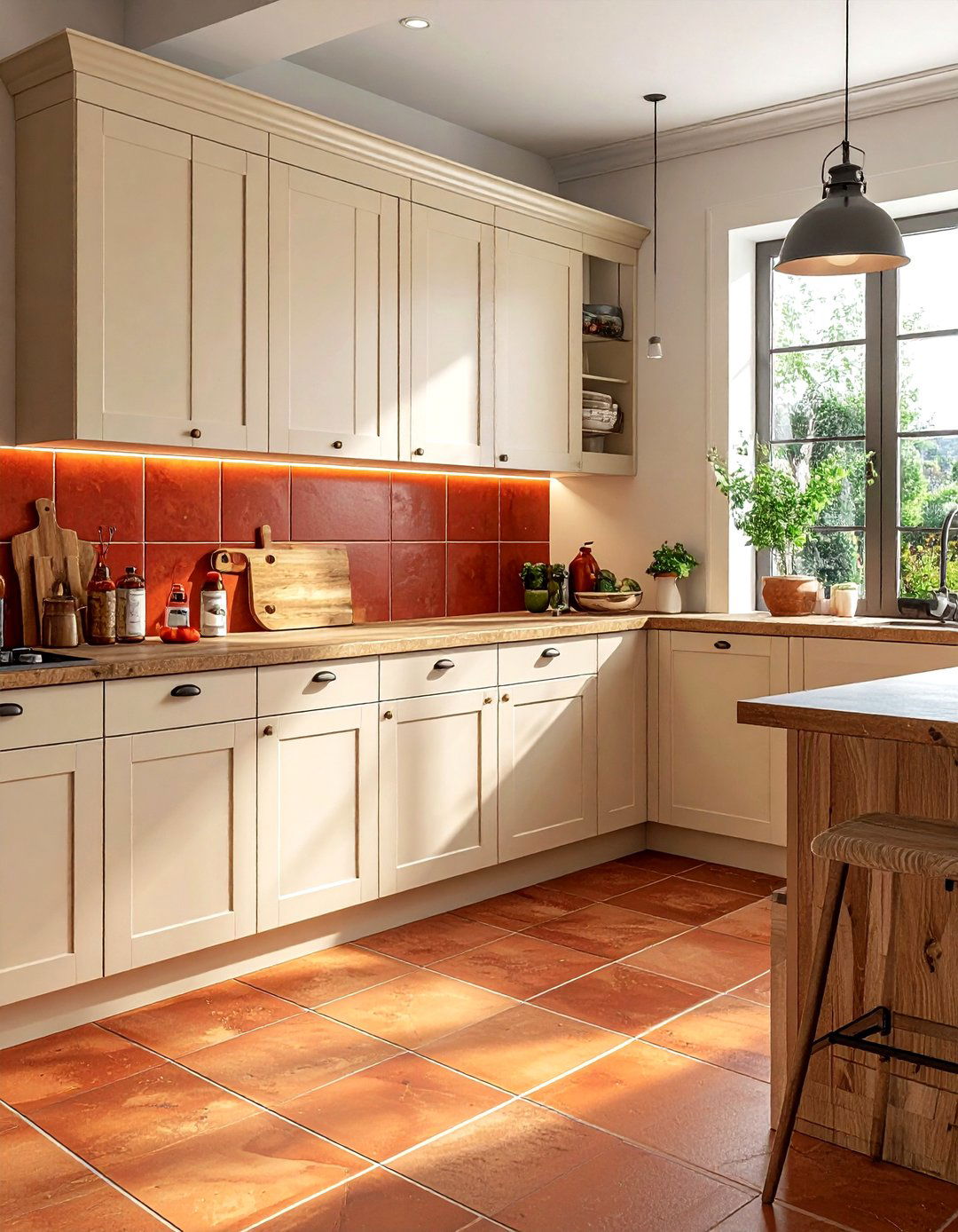 Terracotta Kitchen Tile - 30 peaceful kitchen ideas