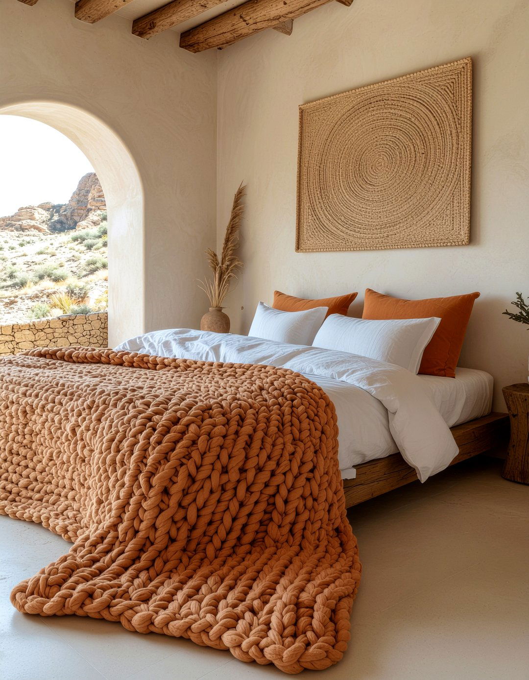 Terracotta Knit Blanket - 30 bedroom chunky knit throws