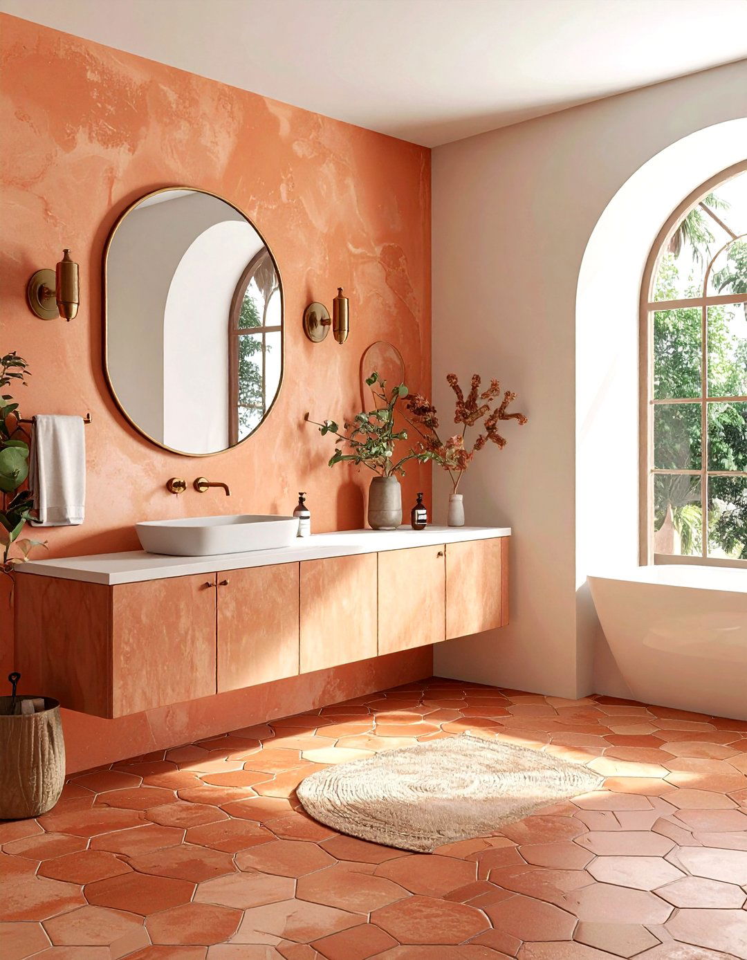 Terracotta Mediterranean Bathroom - 30 warm tone bathroom ideas