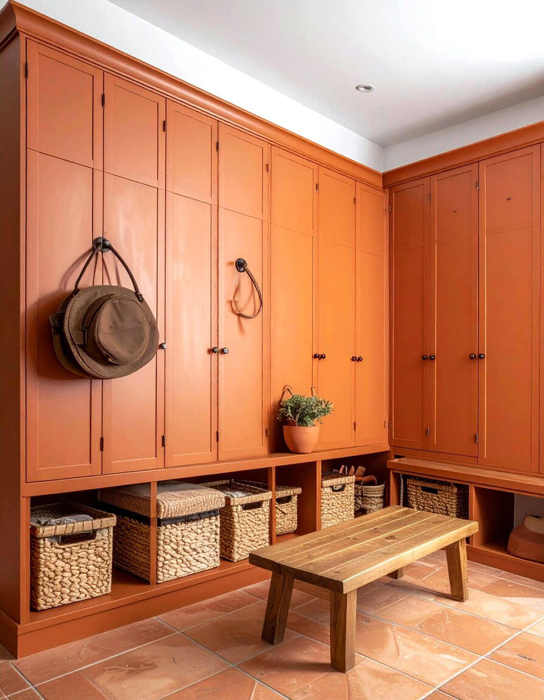 Terracotta Mudroom Storage - 30 terracotta decor ideas