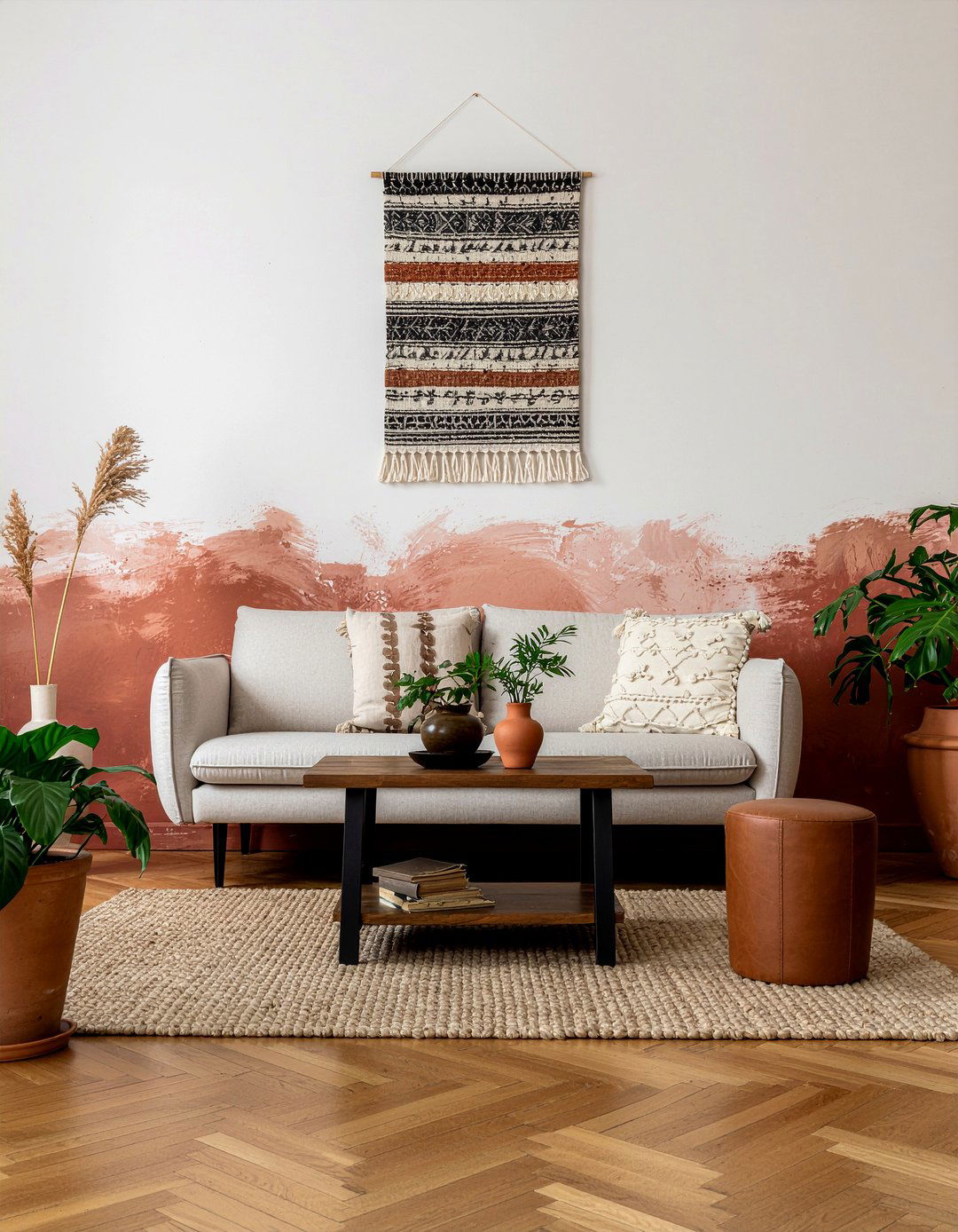Terracotta Ombre Wall - 30 living room ombre wall ideas