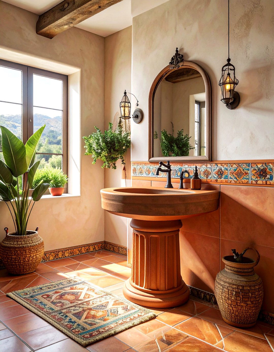 Terracotta Pedestal Sink - 30 pedestal sink ideas