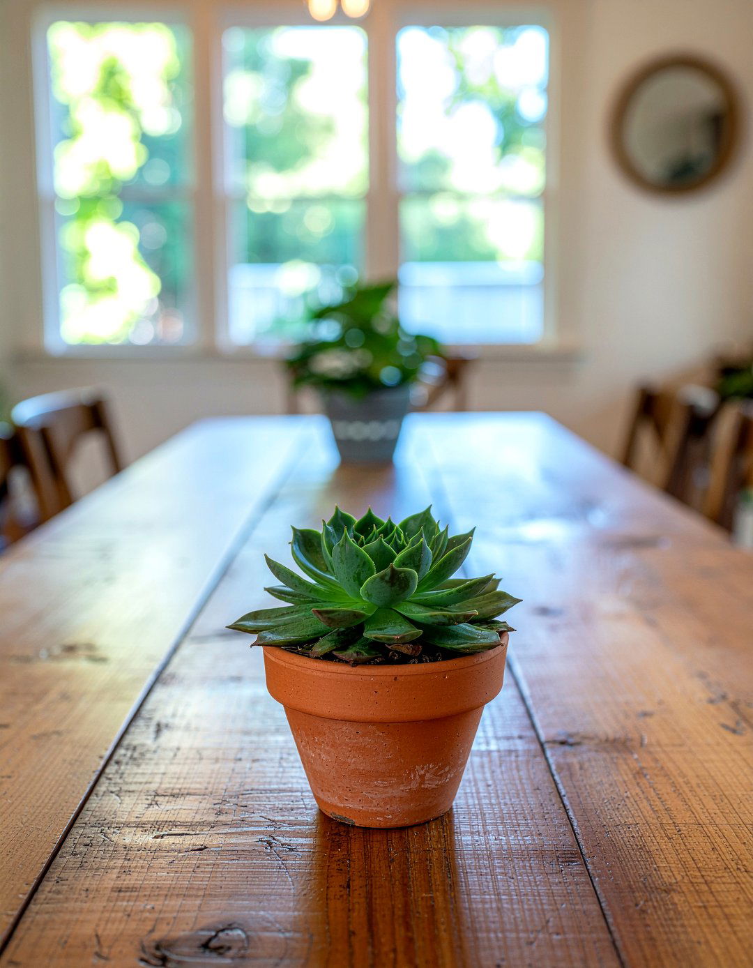 Terracotta Pot Greenery - 30 minimalist centerpiece dining ideas