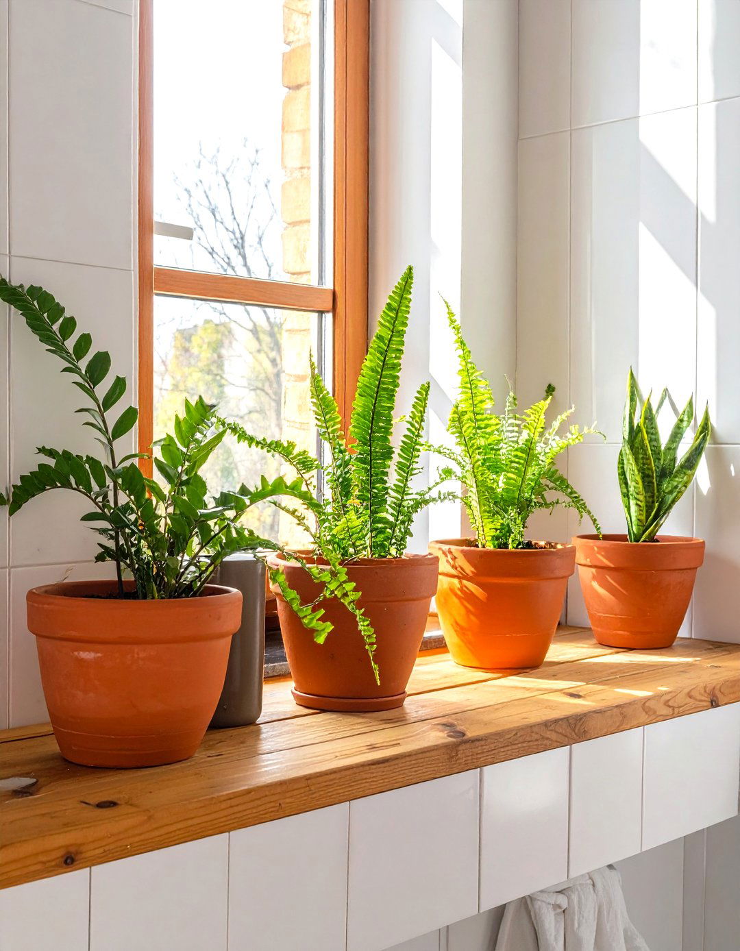 Terracotta Potted Plants Bathroom - 30 earthy bathroom ideas