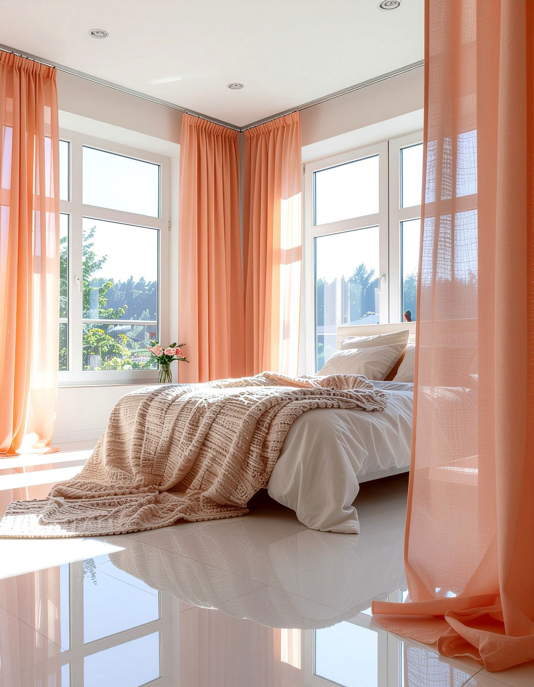 Terracotta Sheer Curtains - 30 terracotta bedroom ideas