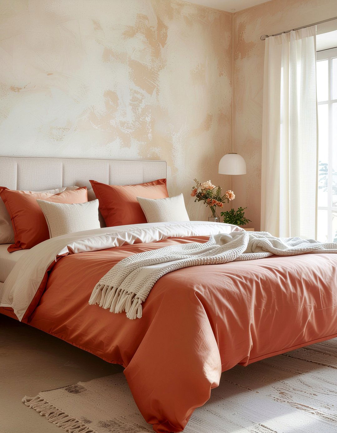 Terracotta Silk Bedding - 30 bedroom silk bedding ideas