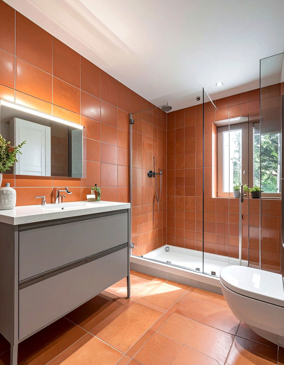 Terracotta Subway Tile Bathroom - 30 terracotta bathroom ideas