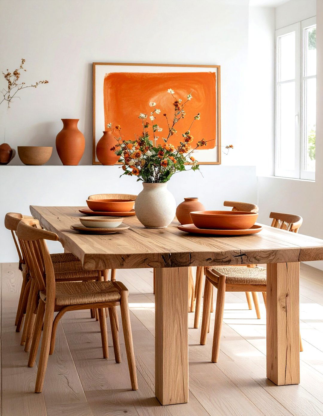 Terracotta Table Decor - 30 warm neutral dining room ideas
