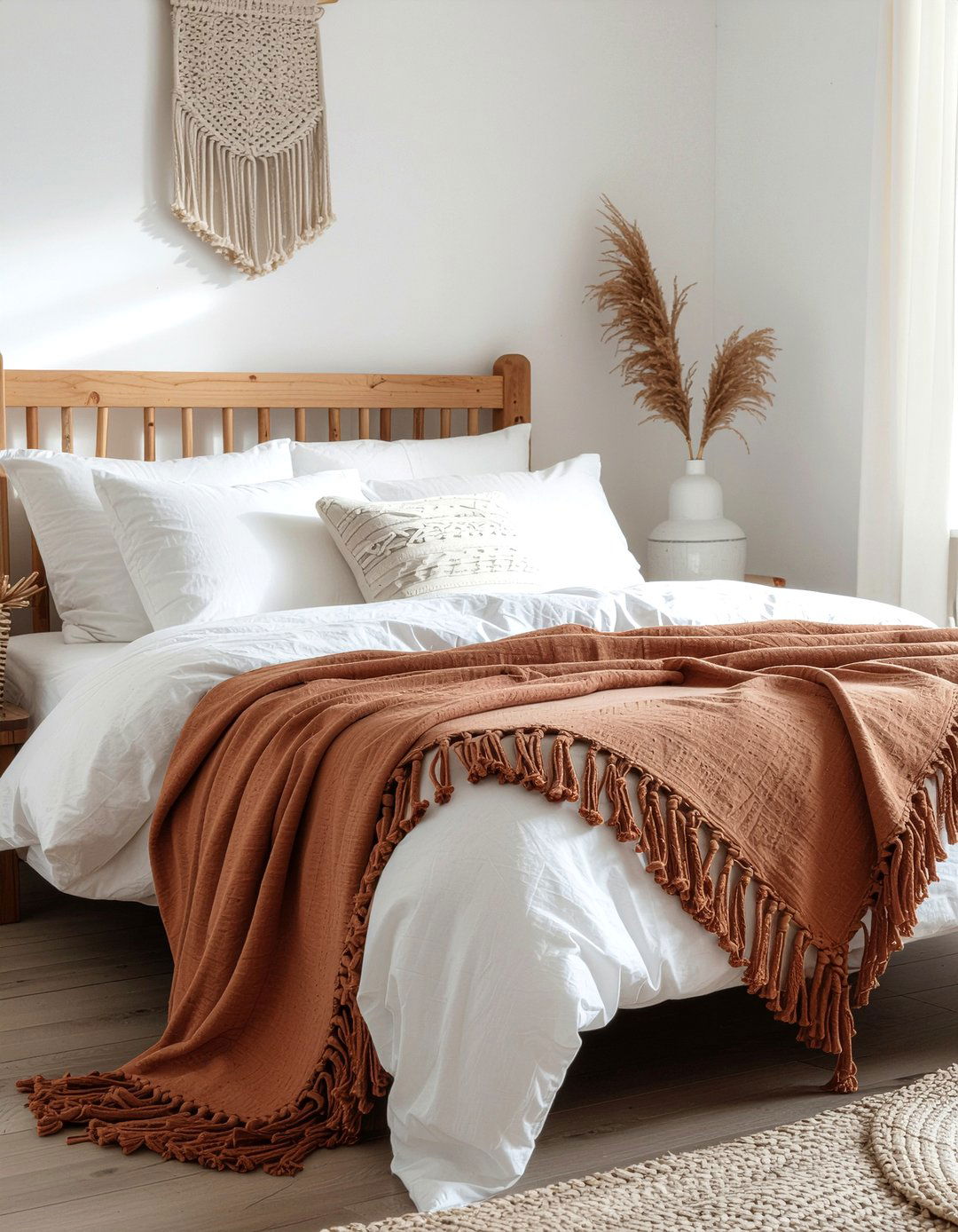 Terracotta Tassel Throw Blanket - 30 terracotta bedroom ideas