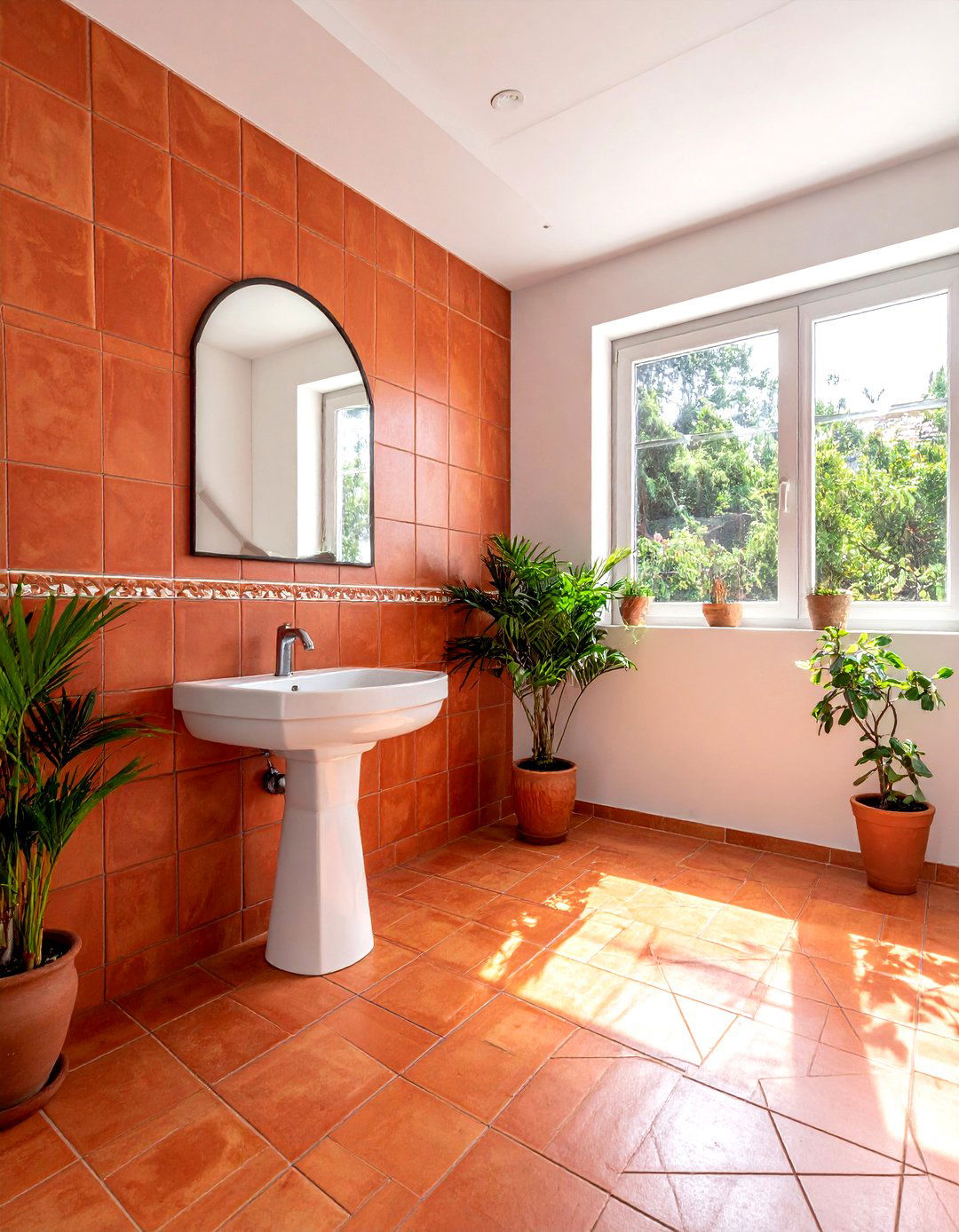 Terracotta Tile Bathroom - 30 natural bathroom ideas