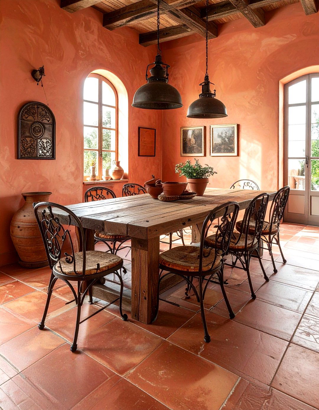 Terracotta Tile Dining Room - 30 textured dining room ideas
