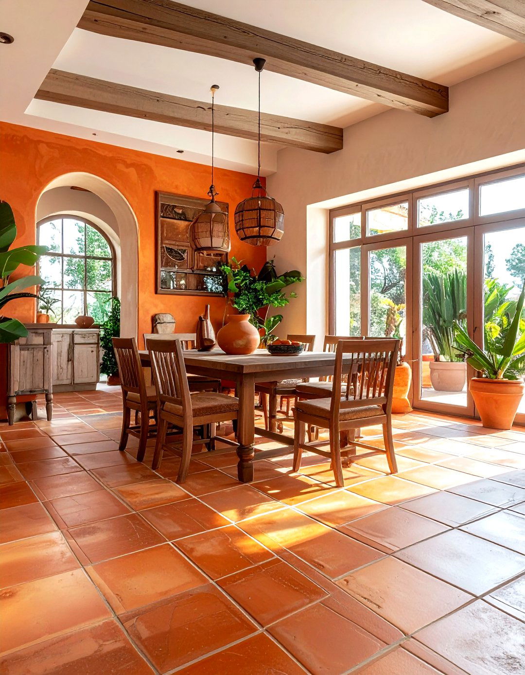 Terracotta Tile Floor - 30 dining room accent ideas