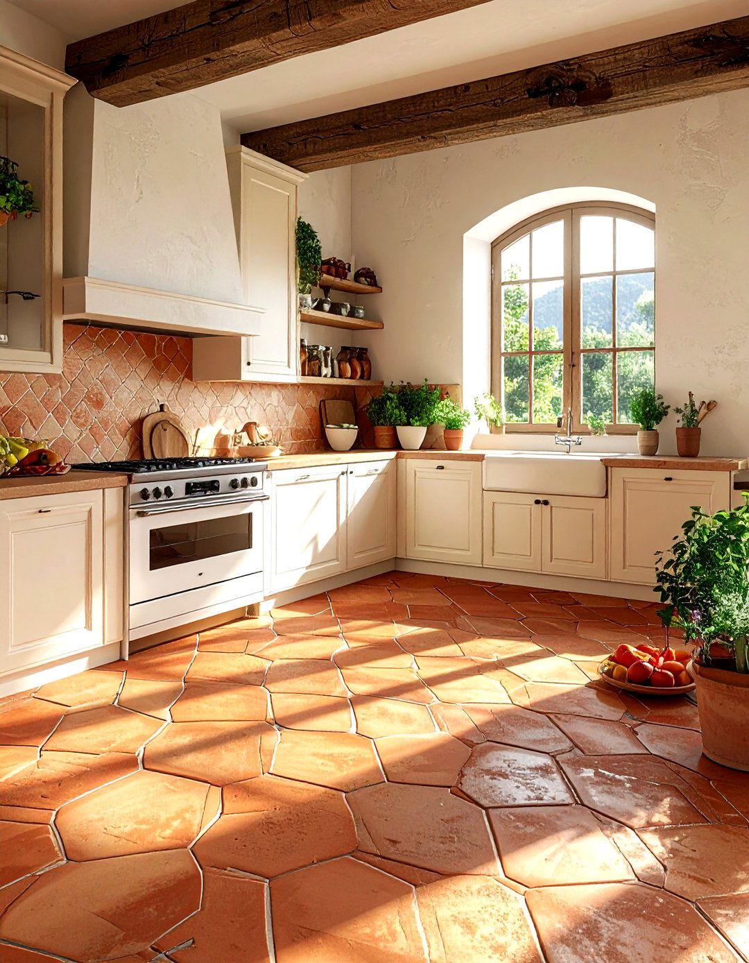 Terracotta Tile Flooring - 30 one-of-a-kind kitchen ideas