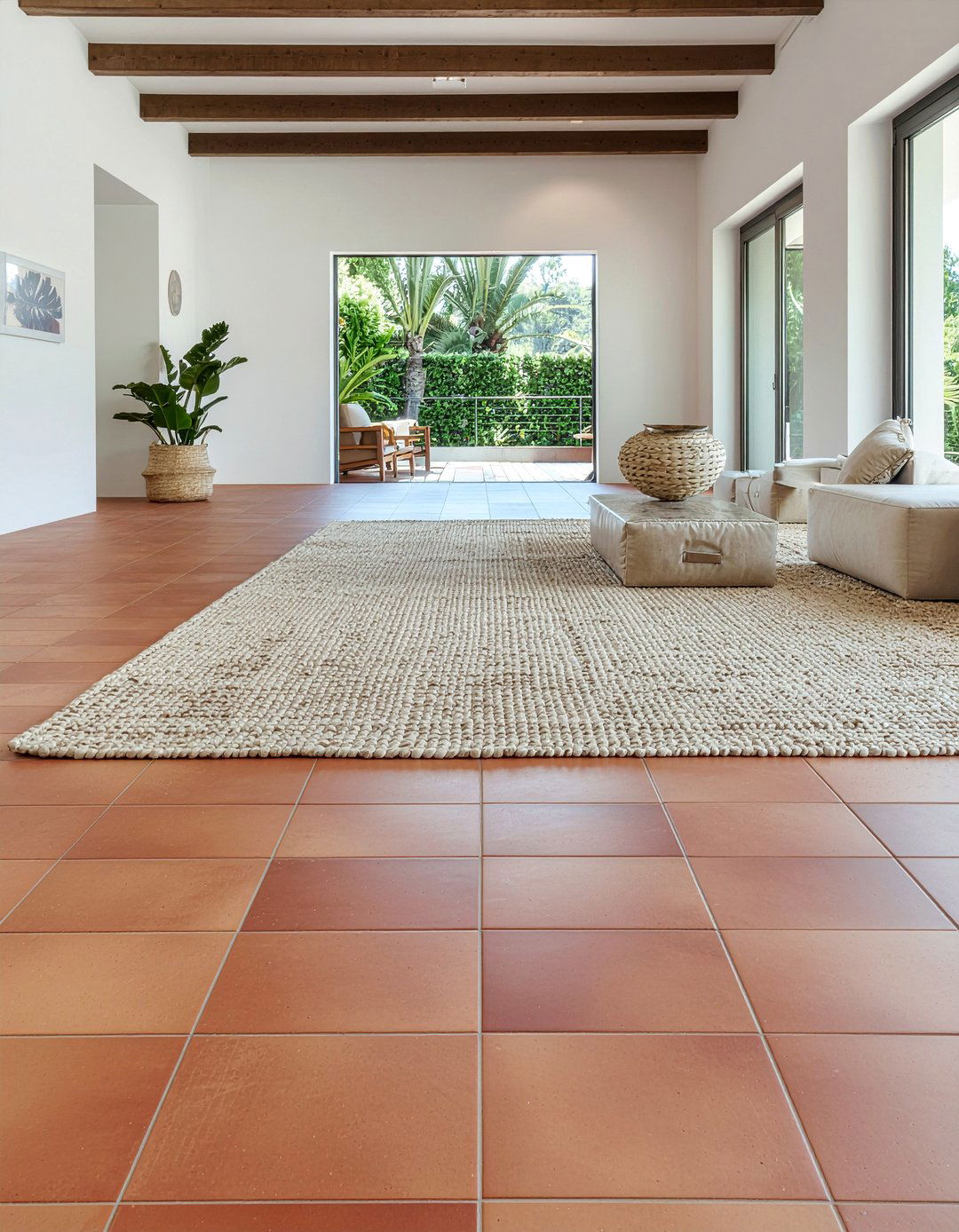 Terracotta Tile Living Room - 30 layered texture living room ideas