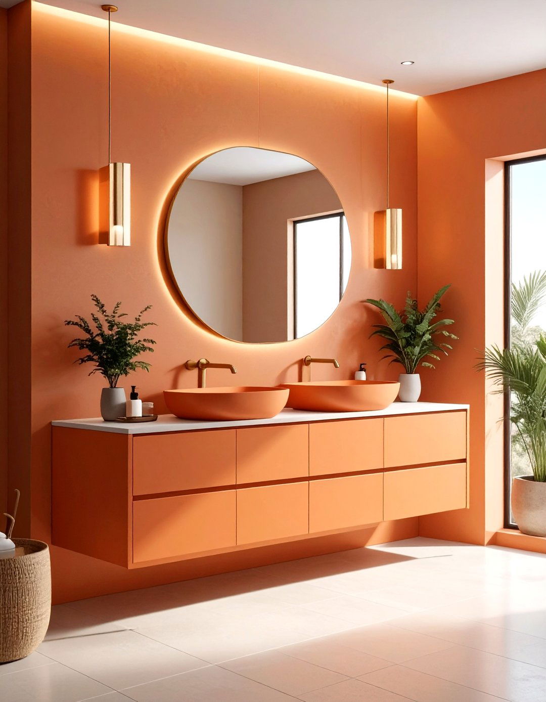 Terracotta Vanity Bathroom - 30 terracotta bathroom ideas