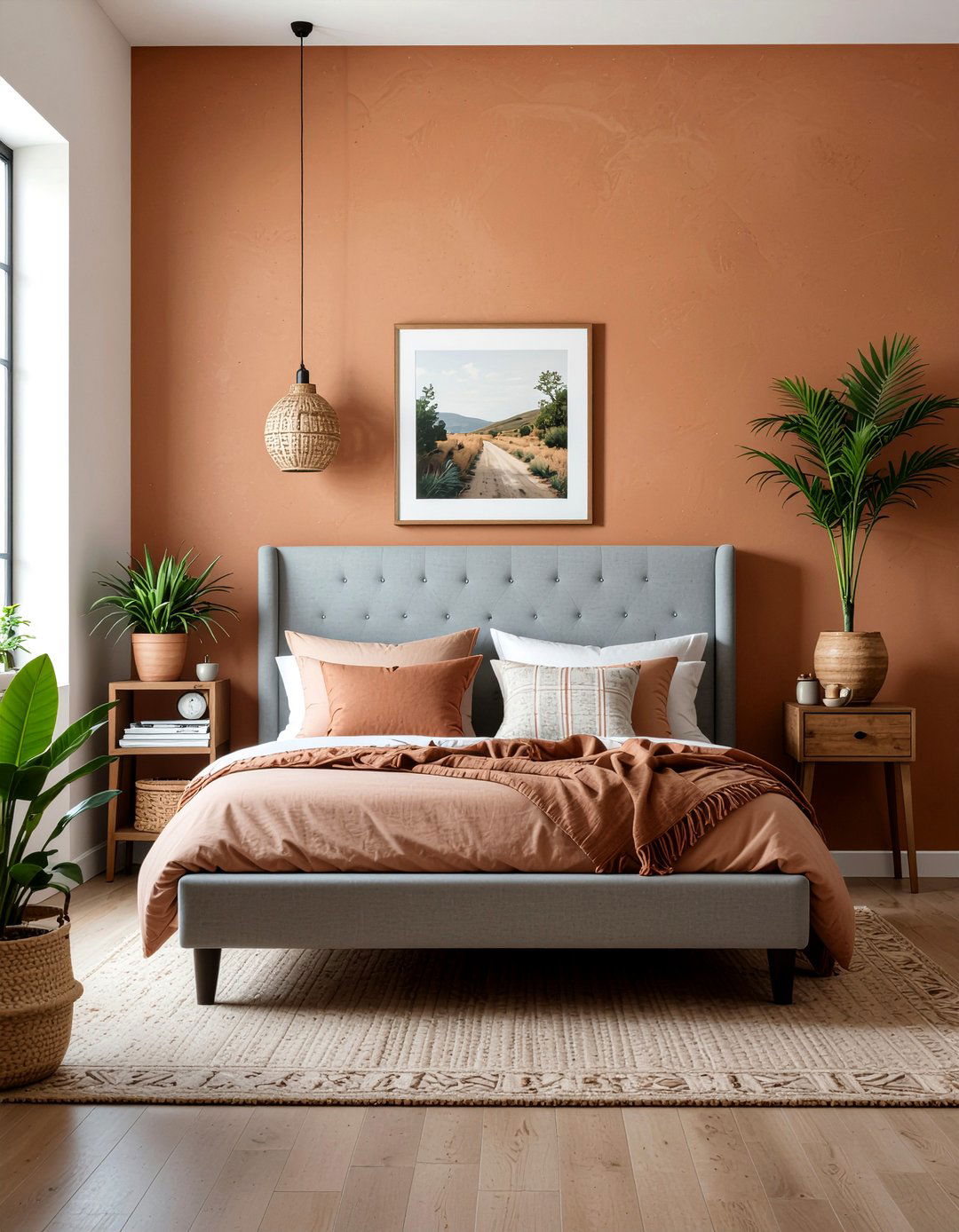 Terracotta Wall - 30 natural bedroom ideas