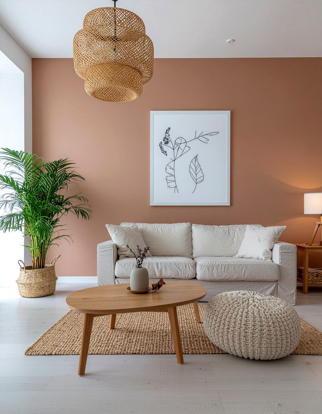 Terracotta accent wall - 30 terracotta living room ideas