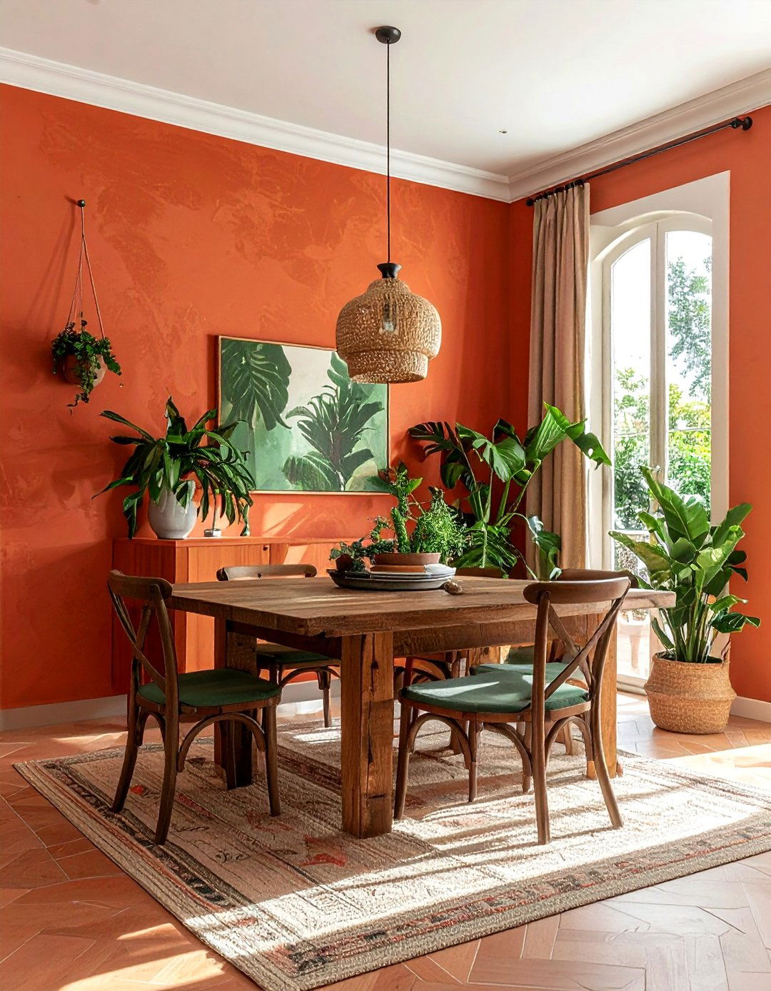 Terracotta and Green Dining Room - 30 red dining room color schemes