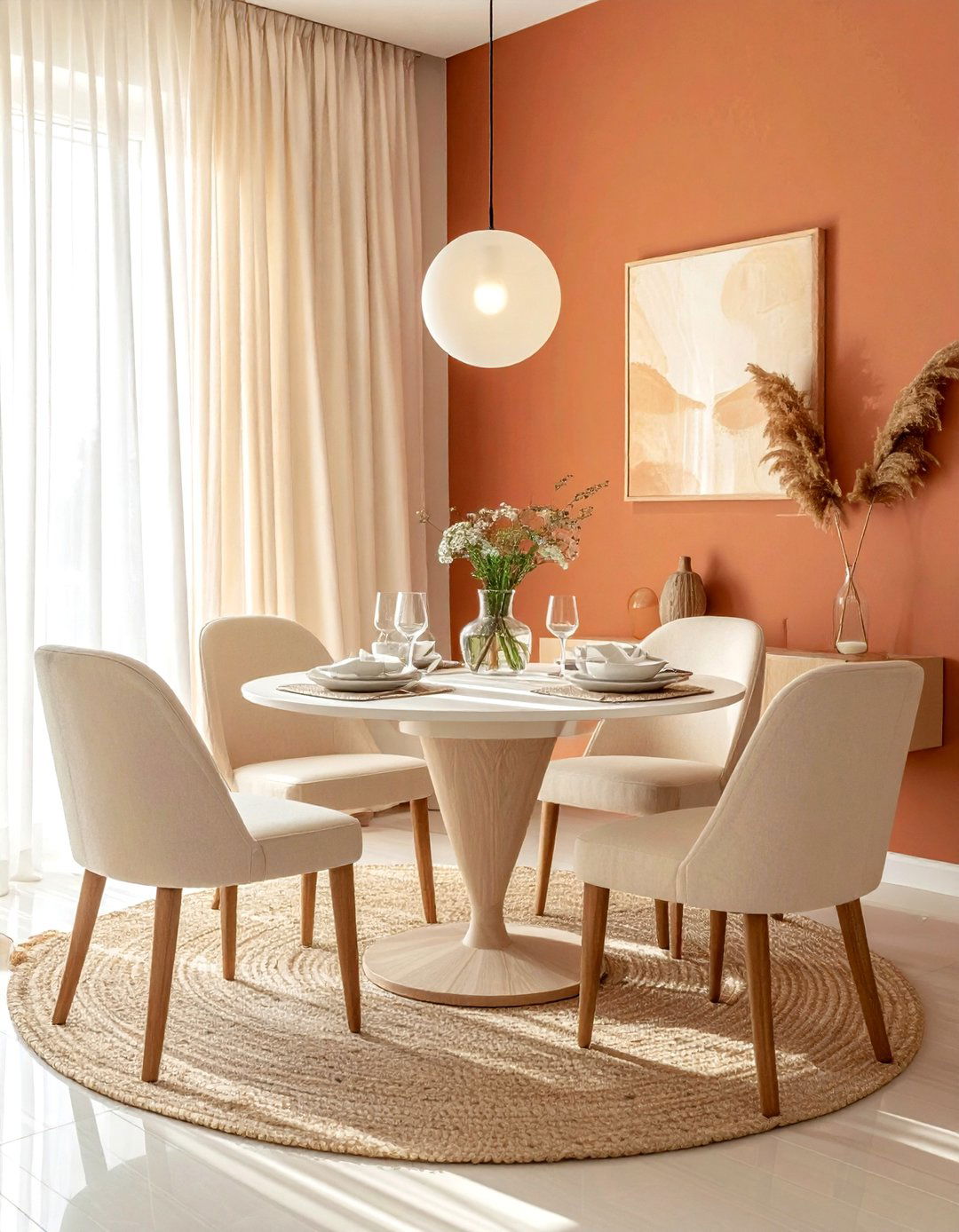 Terracotta and cream dining - 30 terracotta dining room ideas