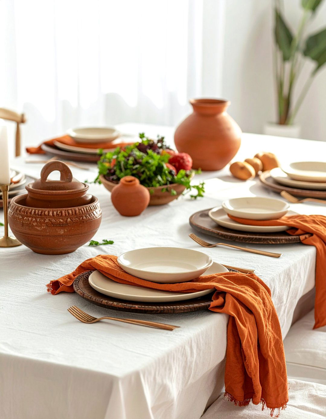 Terracotta and earth tone Seder - 30 Passover dining room ideas