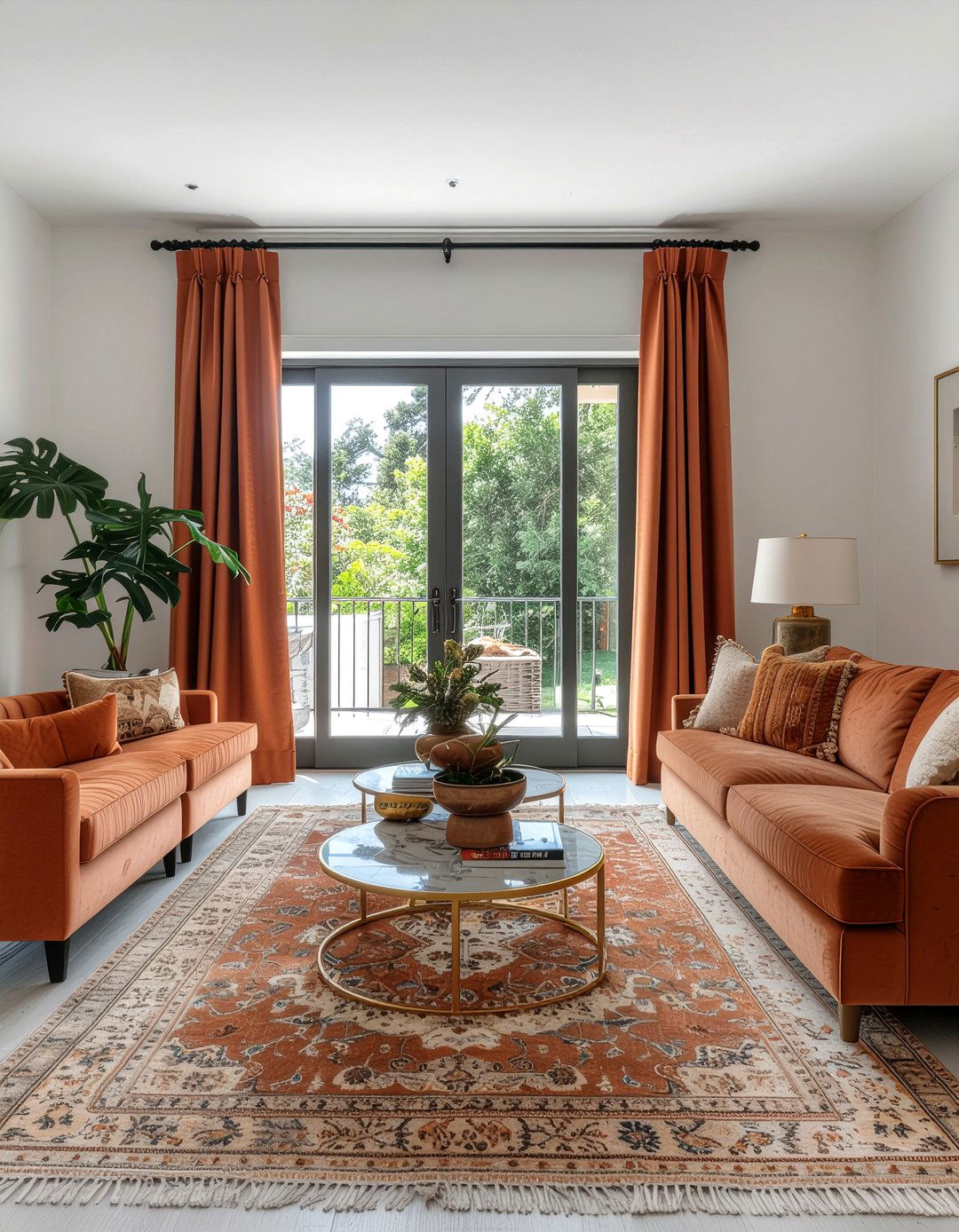 Terracotta and gold living room - 30 gold accent living room ideas