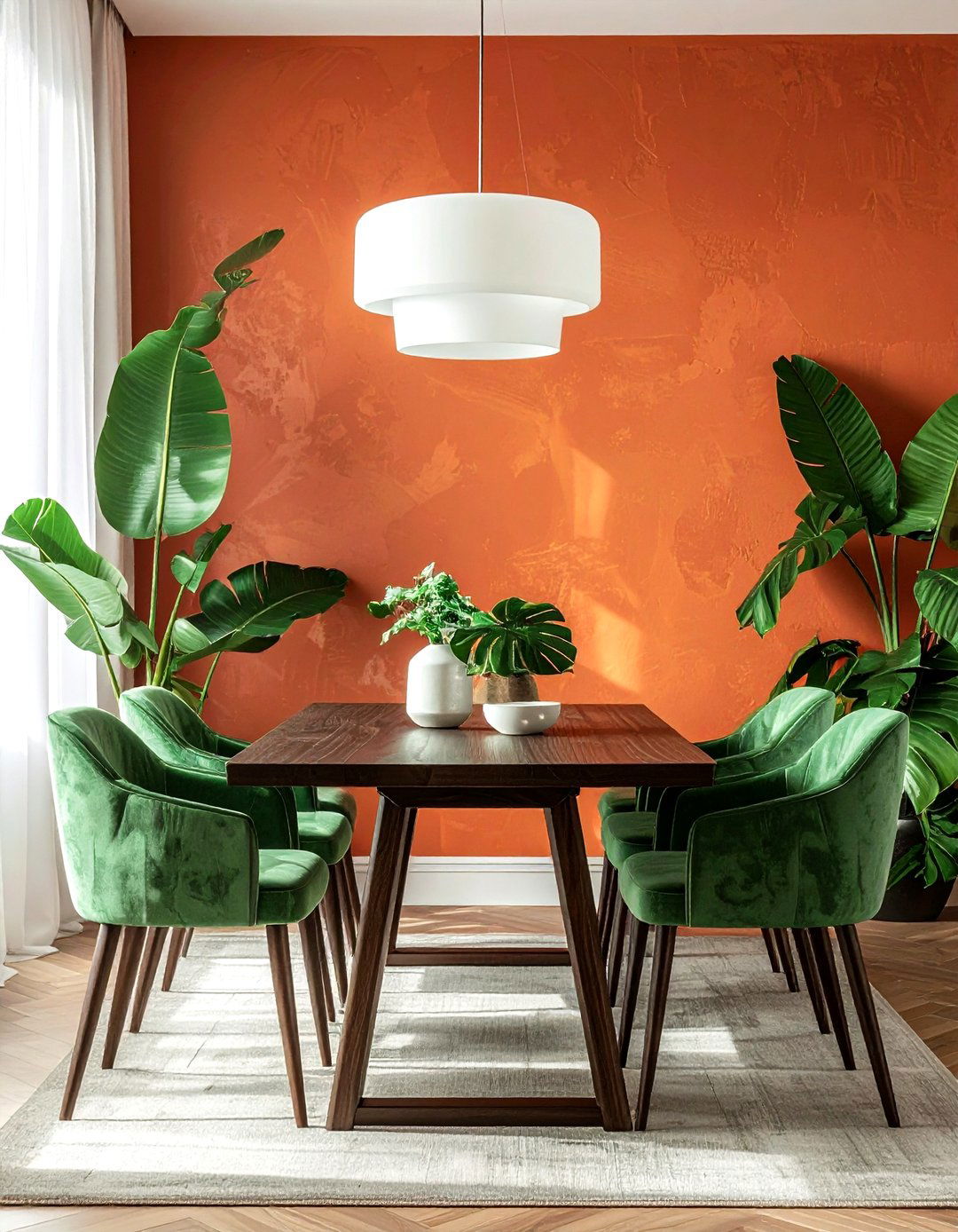 Terracotta and green dining - 30 terracotta dining room ideas