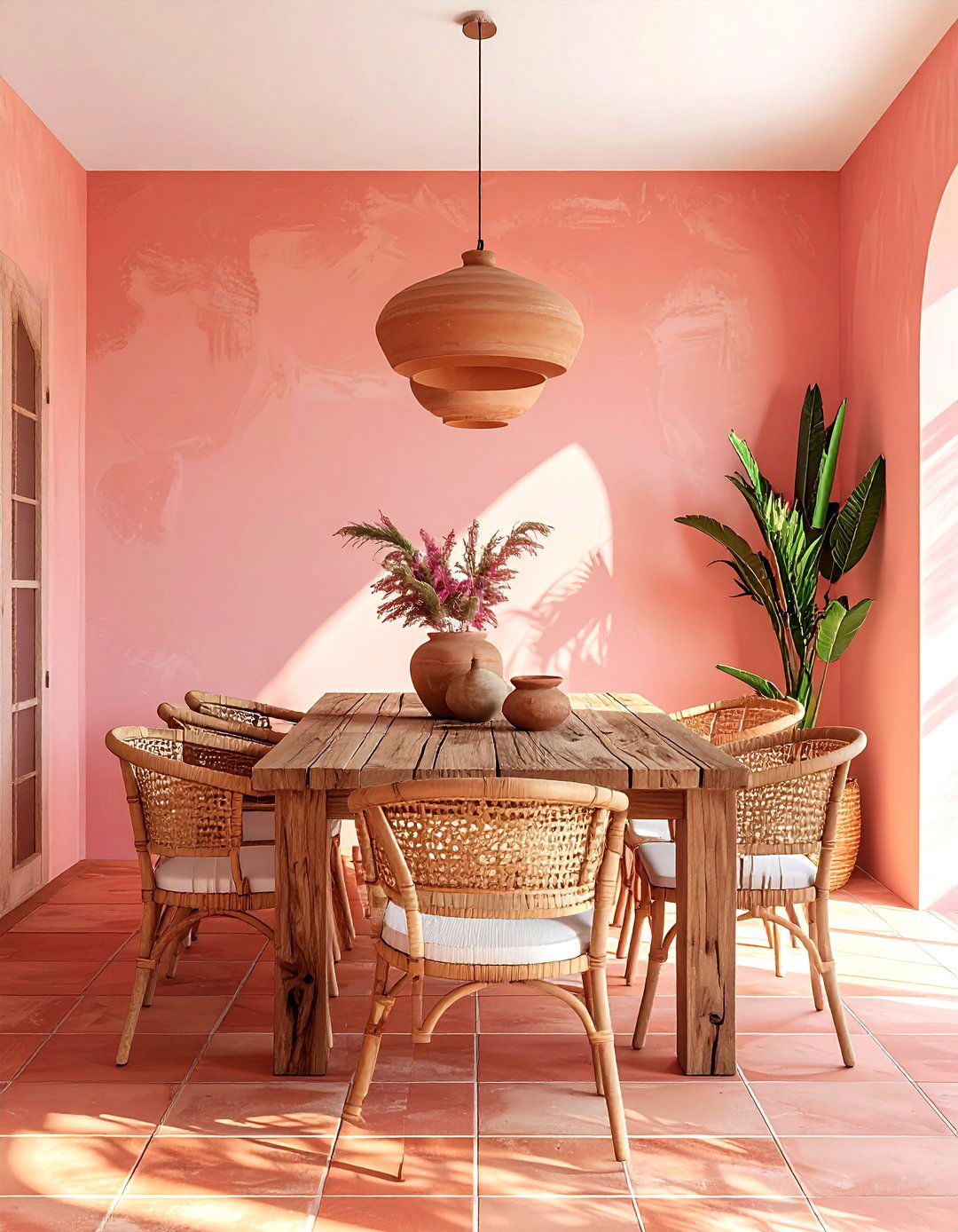 Terracotta and pink dining room - 30 pink dining room color schemes