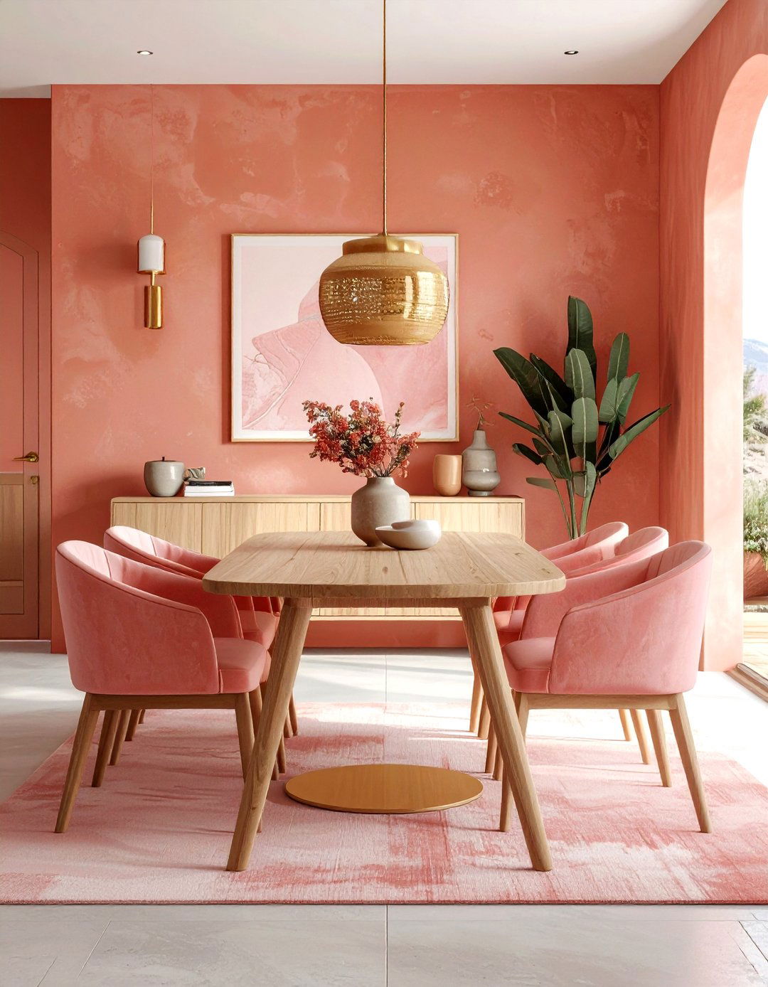 Terracotta and pink dining - 30 terracotta dining room ideas