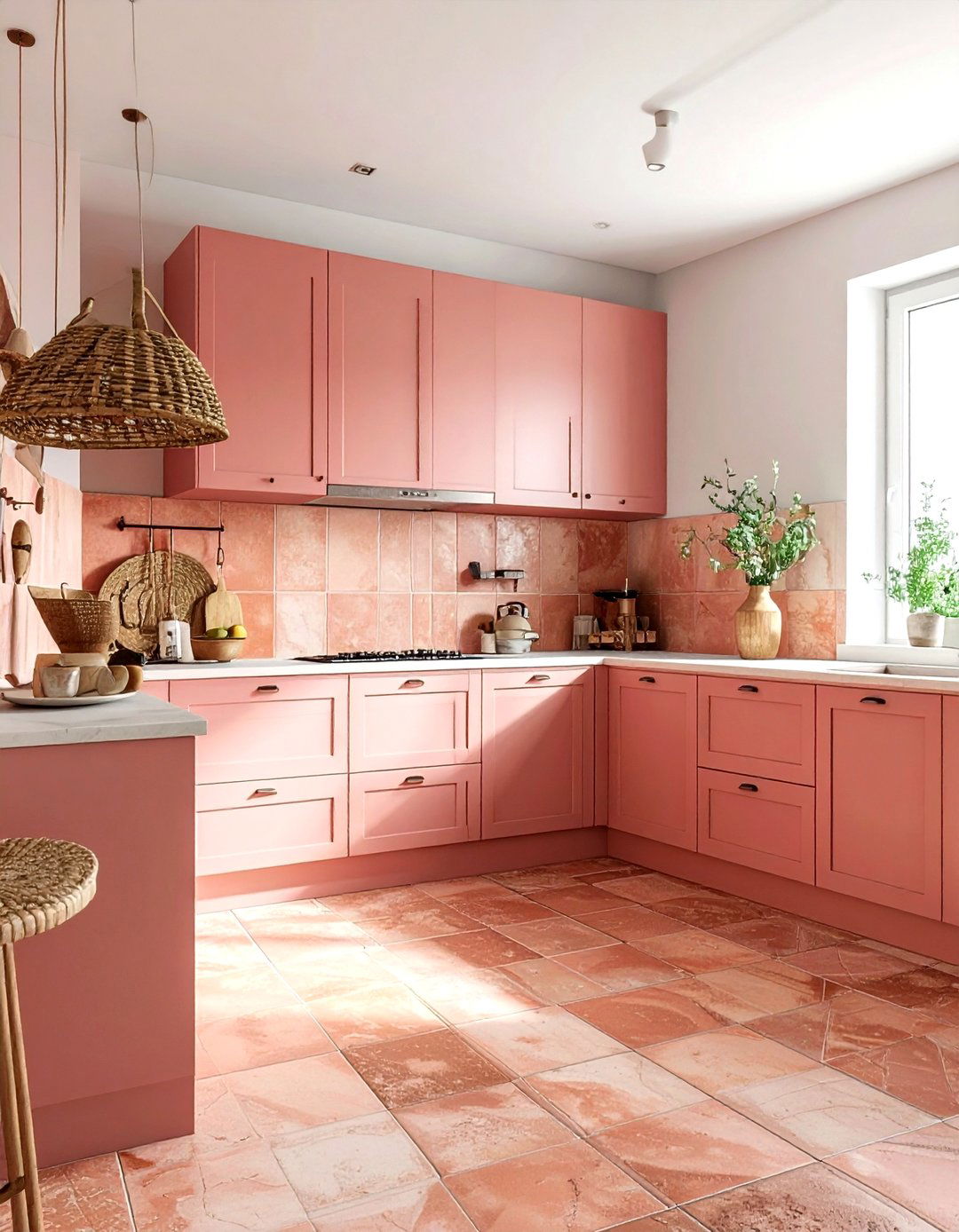 Terracotta and pink kitchen - 30 pink kitchen color schemes