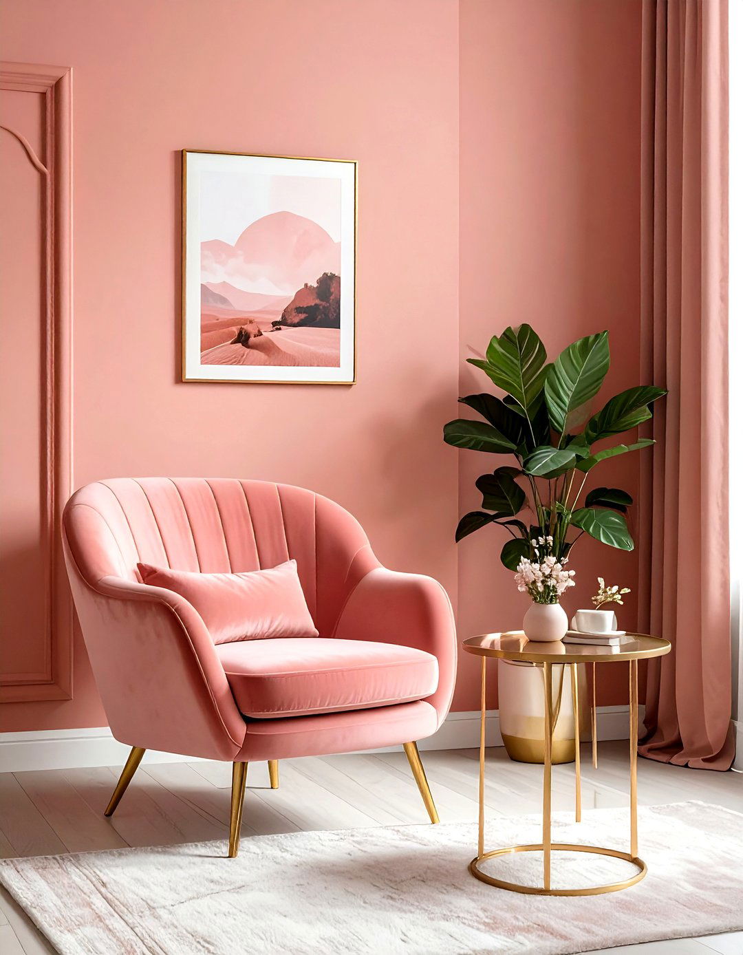 Terracotta and pink living room - 30 living room terracotta walls