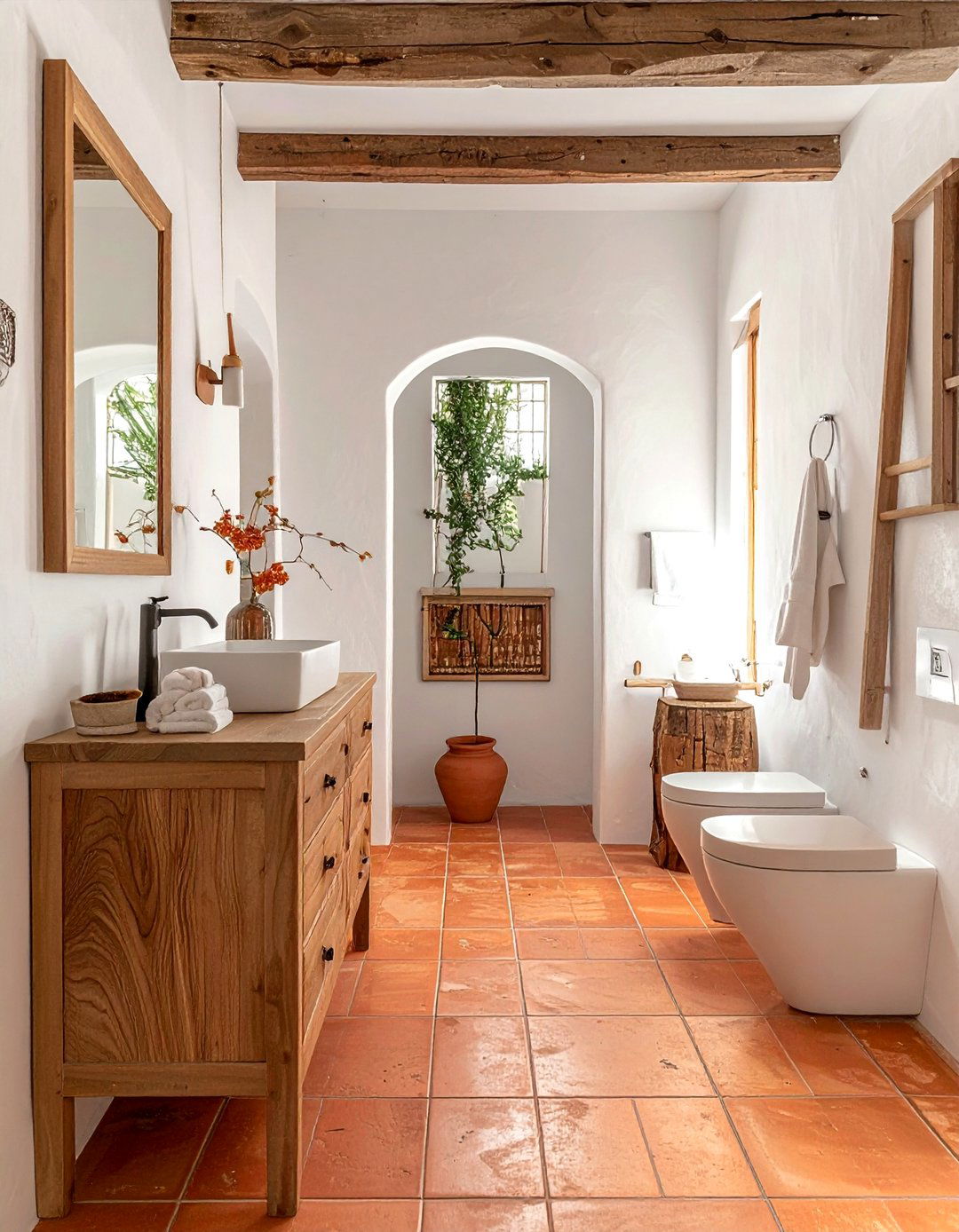 Terracotta and white bathroom - 30 two-tone bathroom ideas