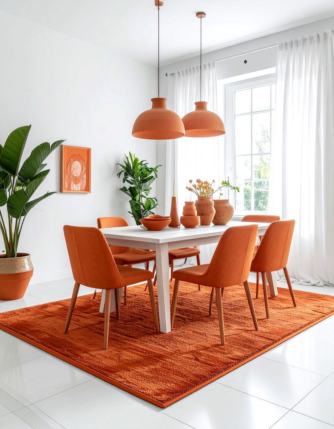 Terracotta and white dining - 30 terracotta dining room ideas