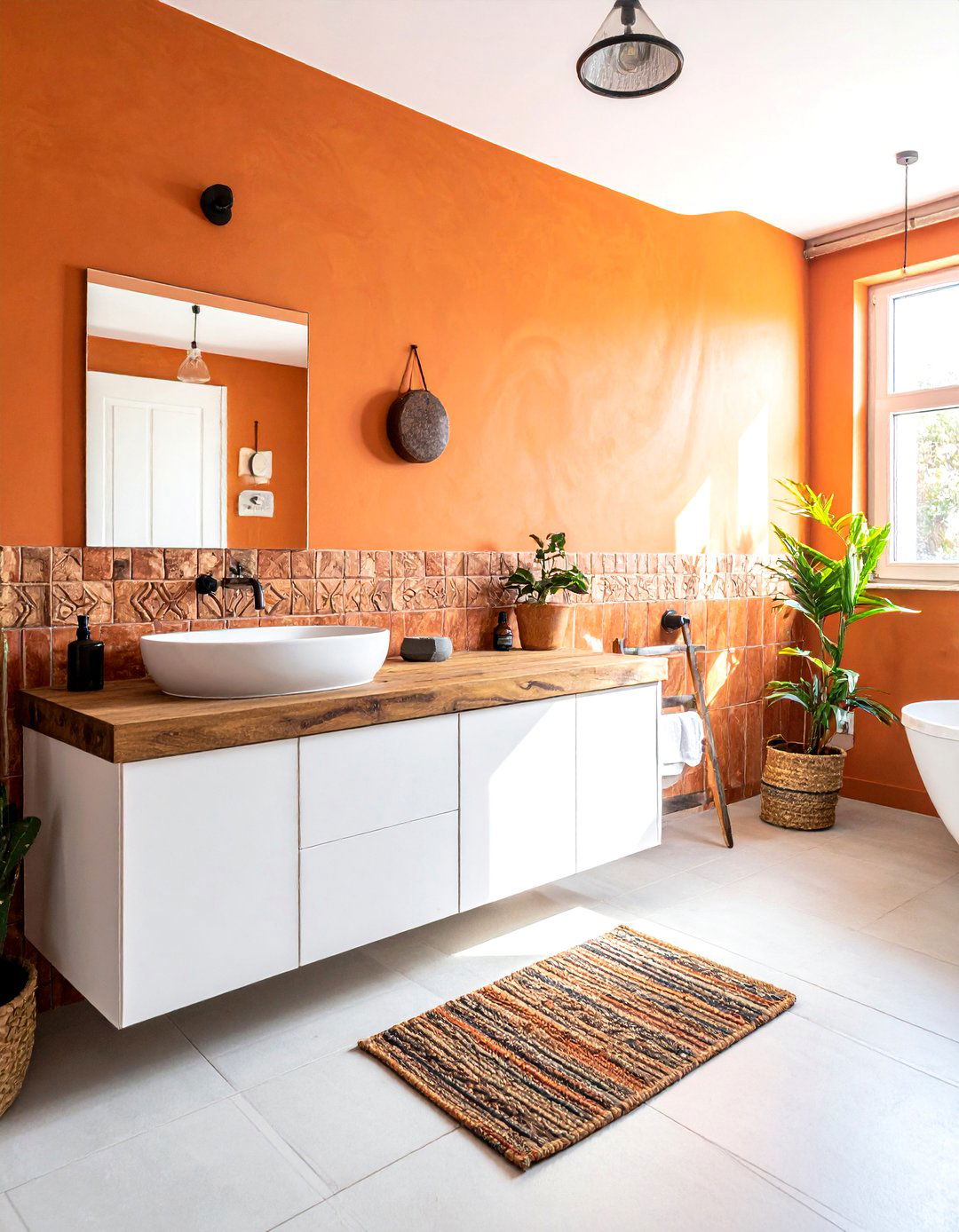 Terracotta backsplash bathroom - 30 burnt orange bathroom ideas