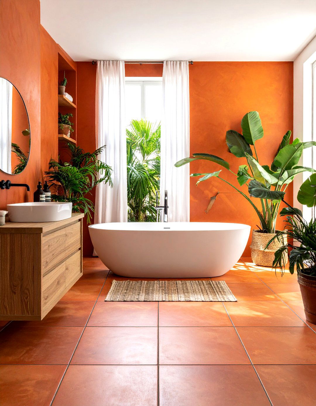 Terracotta bathroom floor - 30 burnt orange bathroom ideas