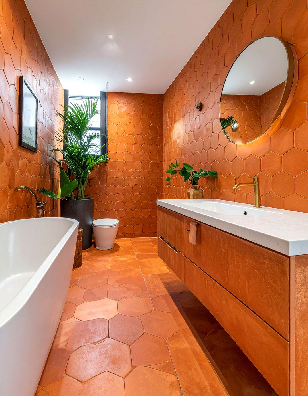 Terracotta bathroom tiles - 30 boho bathroom ideas