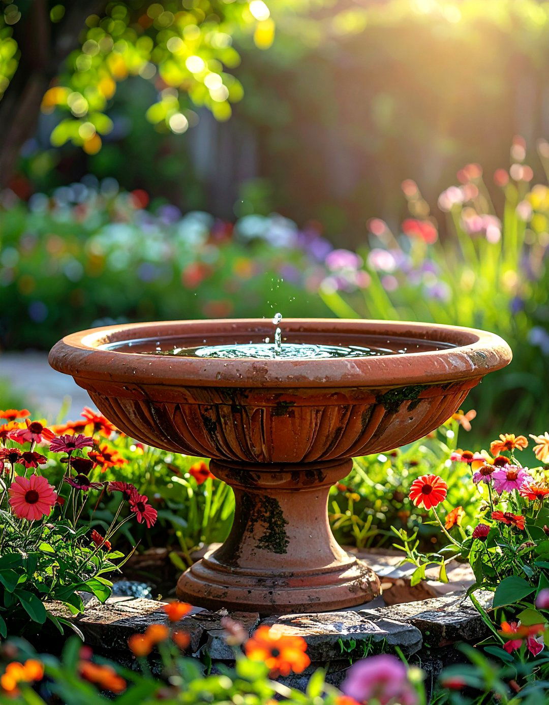 Terracotta bird bath planter - 30 terracotta planter ideas