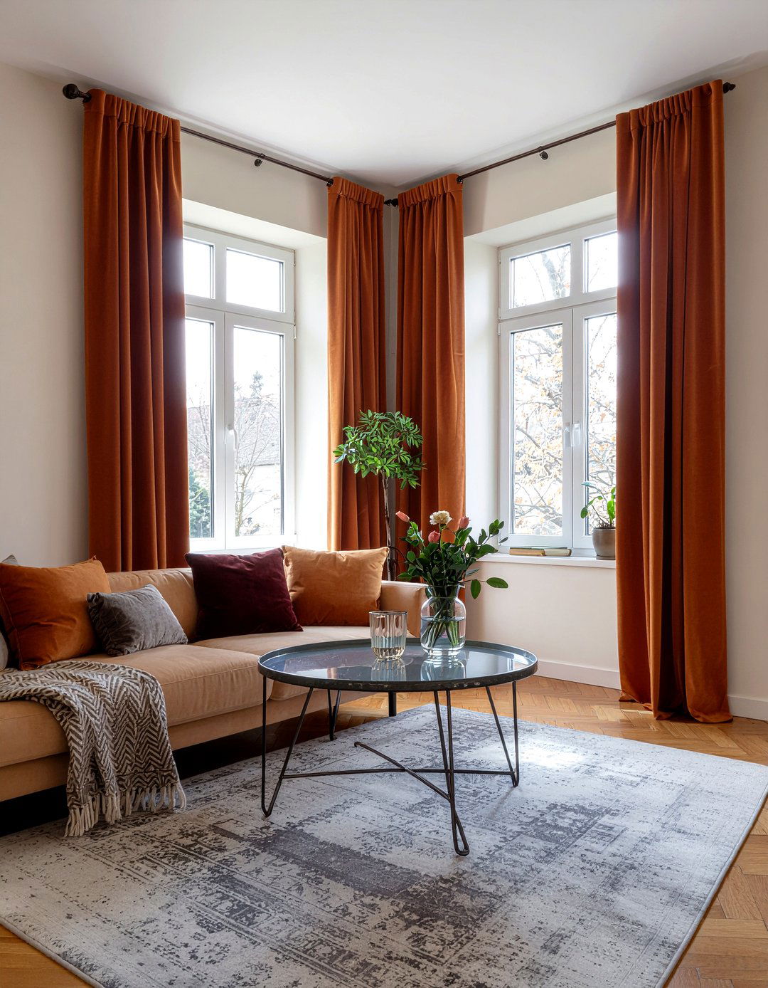 Terracotta curtains living room - 30 terracotta living room ideas