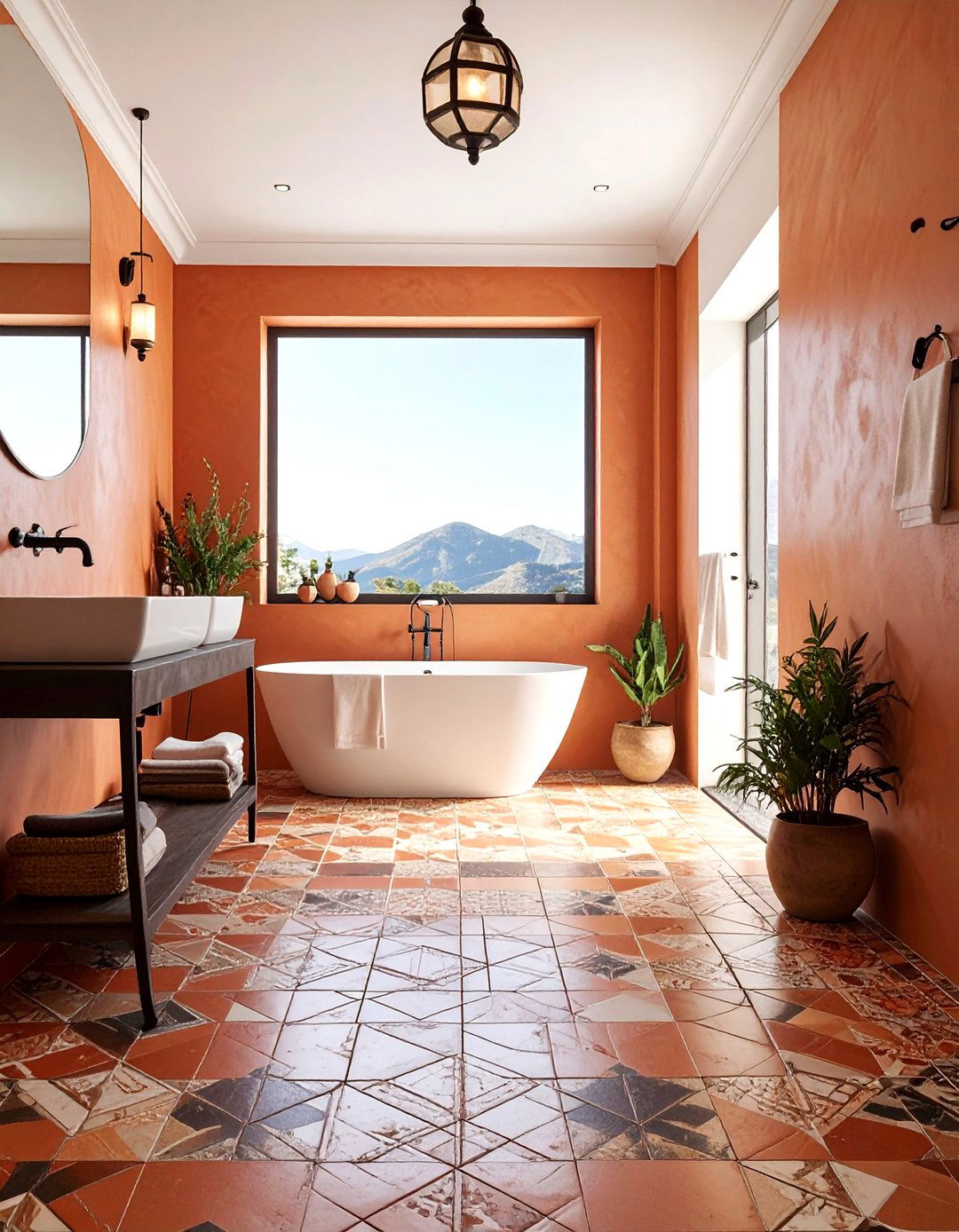 Terracotta encaustic tile bathroom floor - 30 encaustic tile bathroom ideas