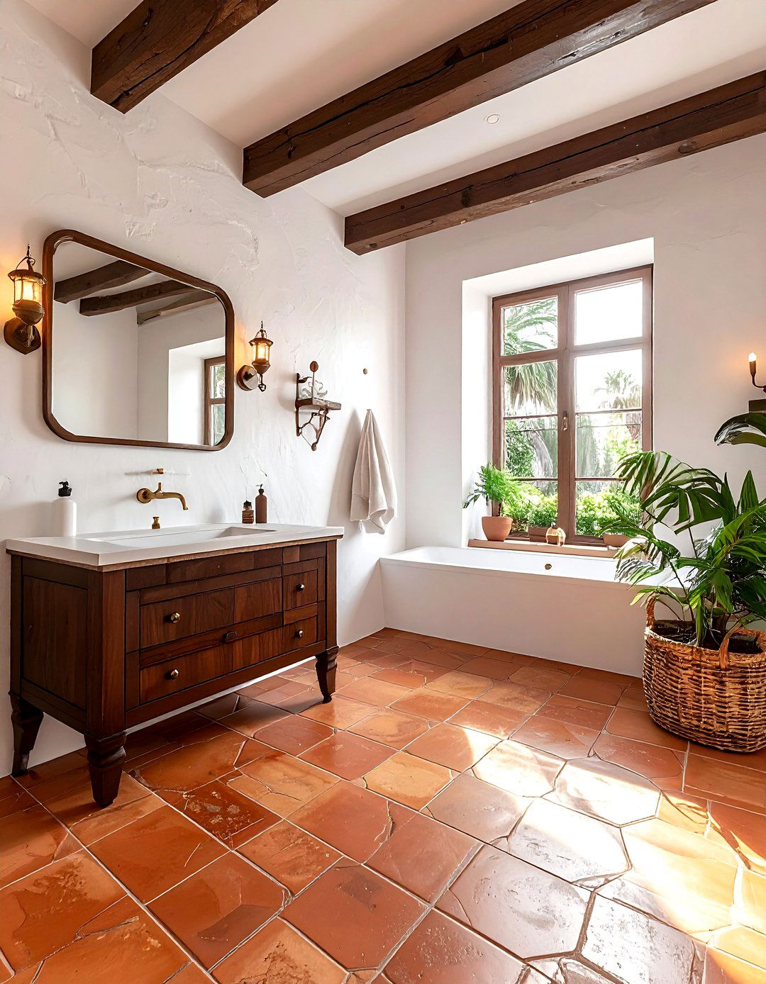 Terracotta floor bathroom - 30 Spanish tile bathroom ideas