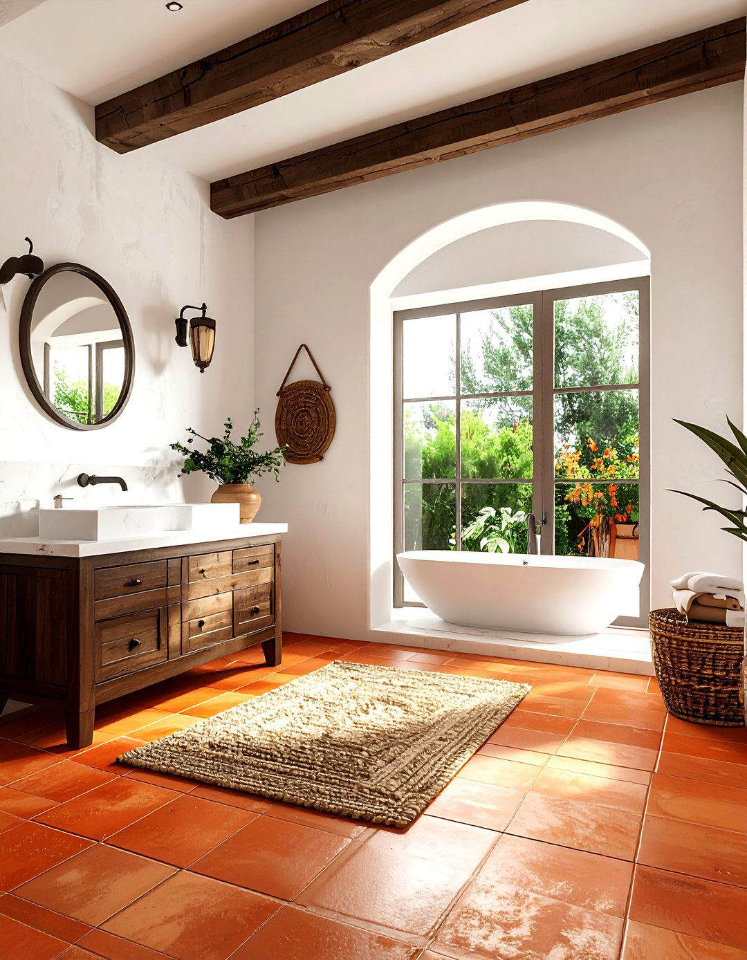 Terracotta floor bathroom - 30 Mediterranean bathroom ideas