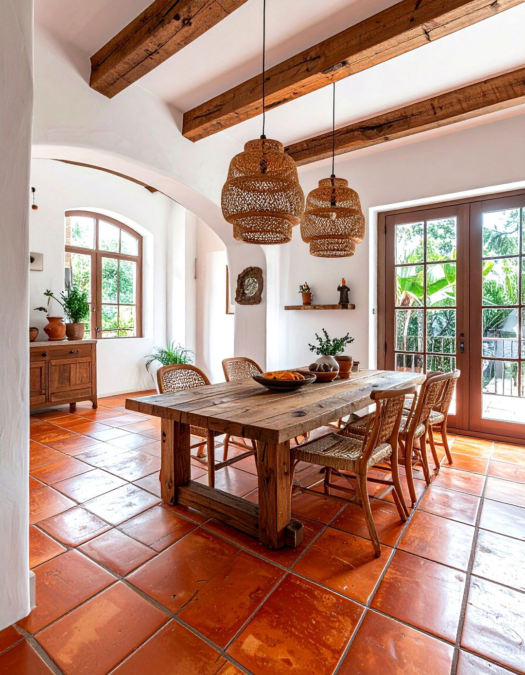 Terracotta floor tile - 30 golden hour dining room ideas