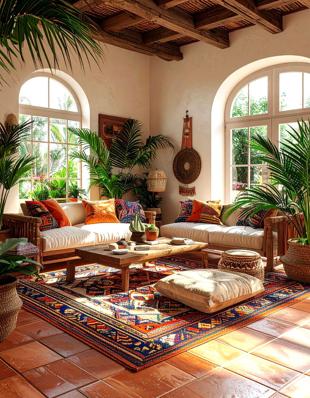Terracotta floor tile - 30 living room tile designs