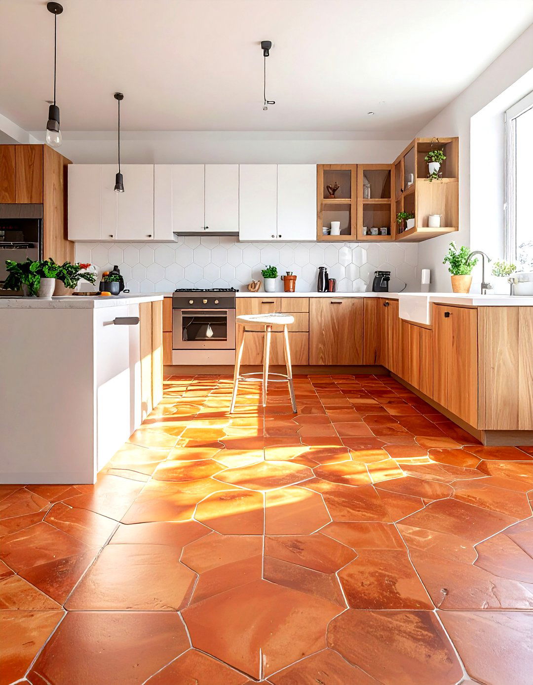 Terracotta floor tile - 30 terracotta kitchen ideas