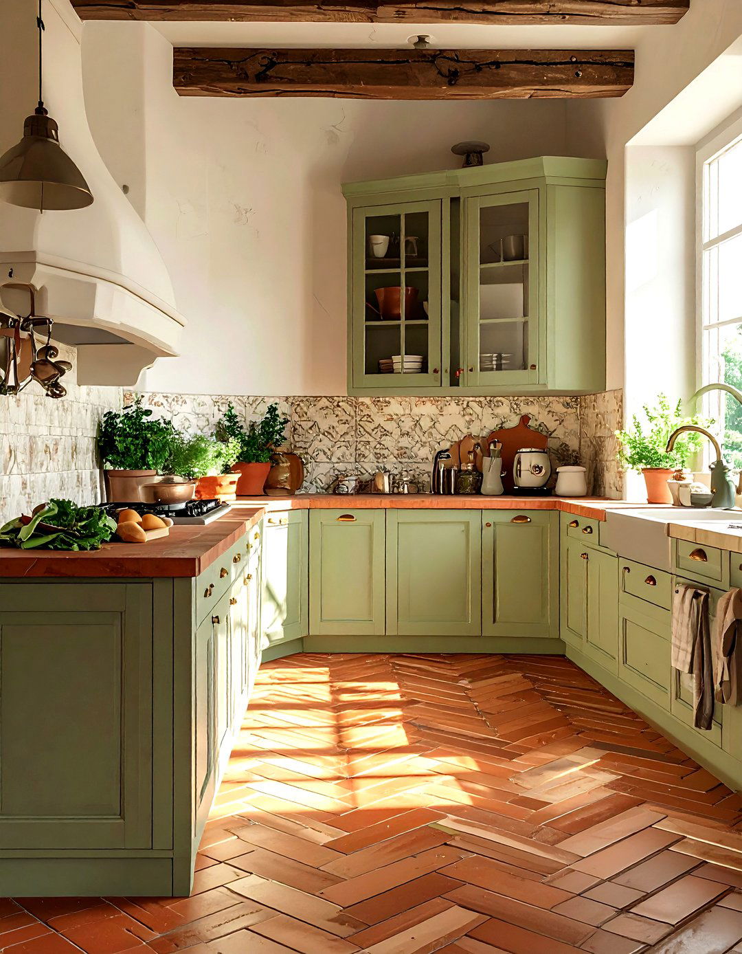 Terracotta floor tiles - 30 French cottage kitchen ideas