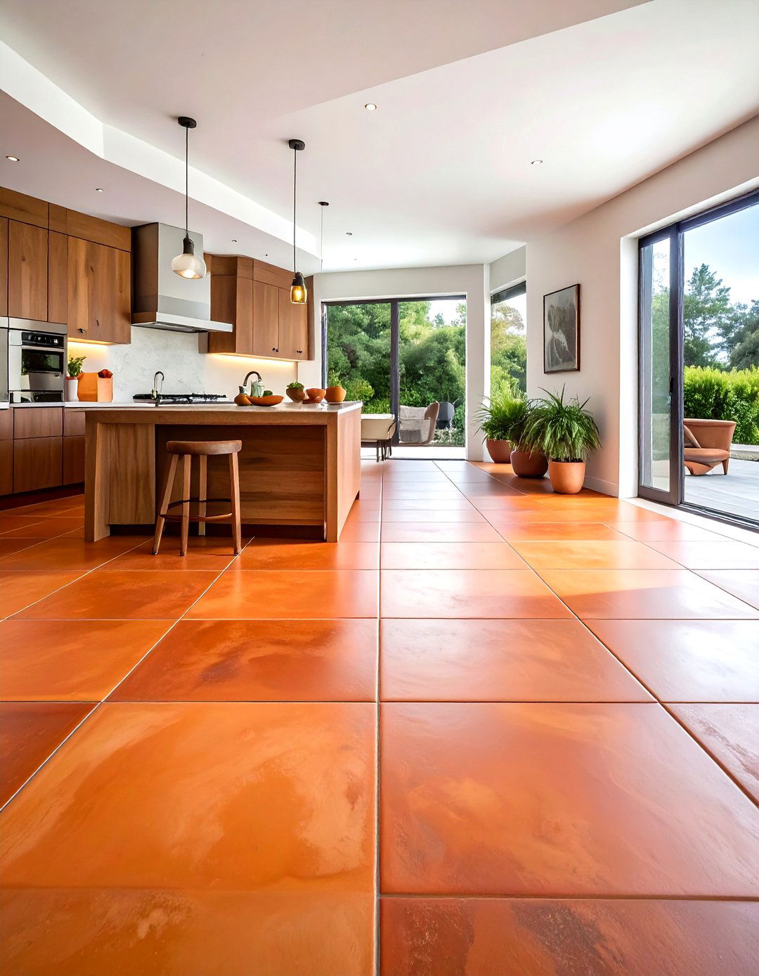 Terracotta floor tiles - 30 rustic farmhouse kitchen ideas