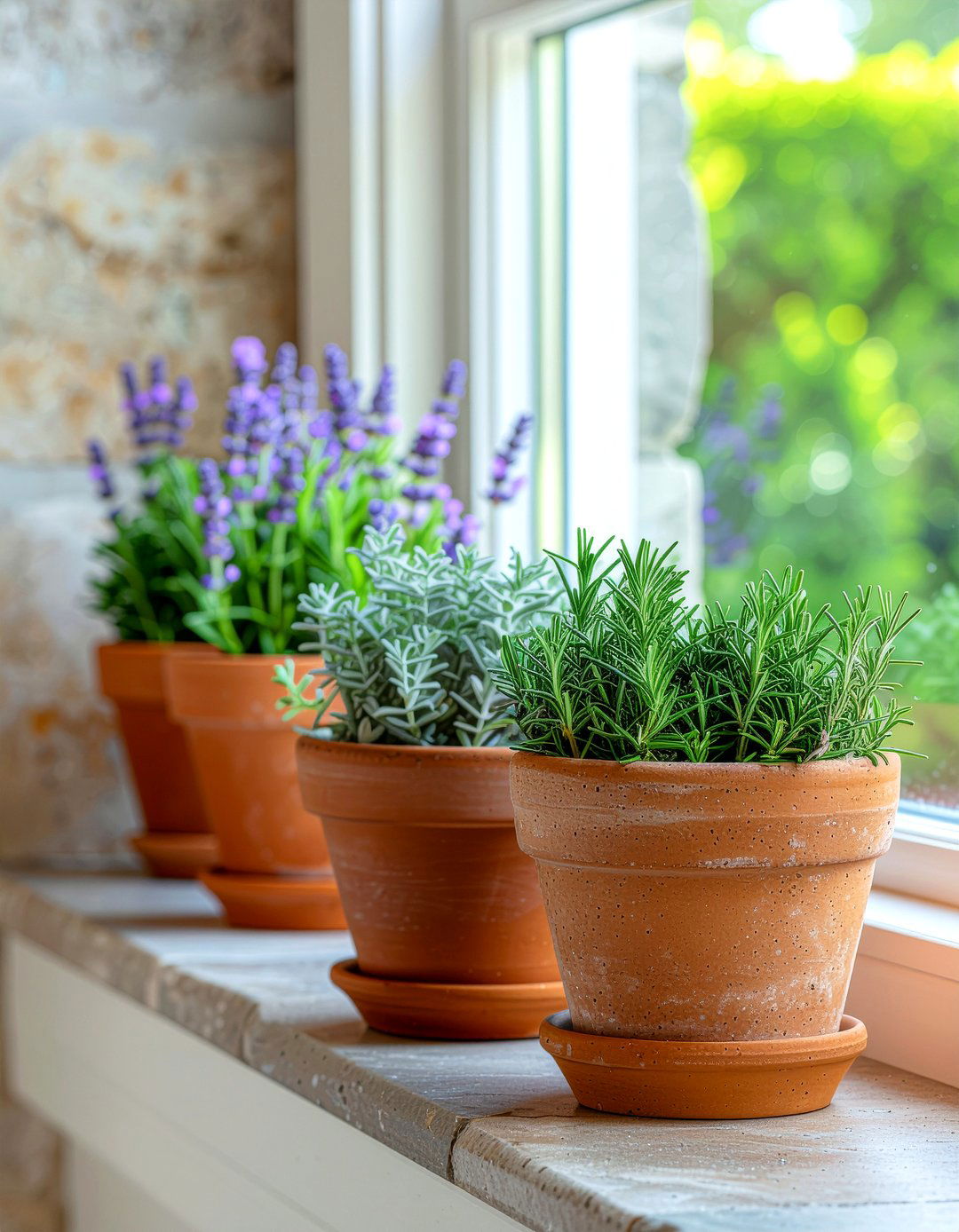 Terracotta herb pots kitchen window - 30 kitchen window herb garden ideas