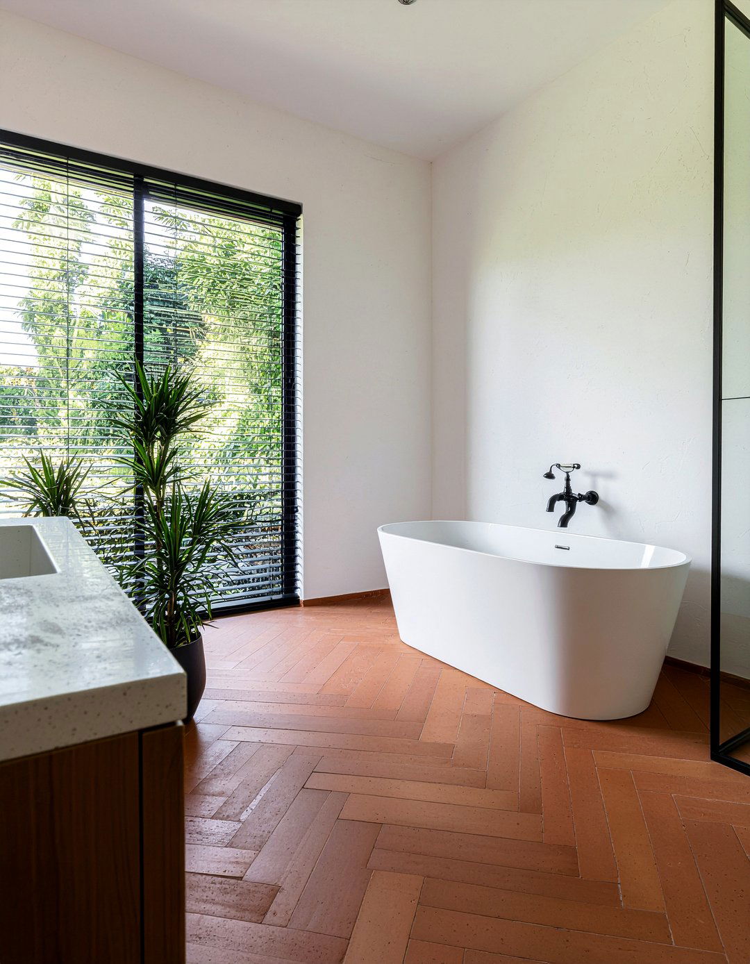 Terracotta herringbone tile bathroom - 30 herringbone tile bathroom ideas