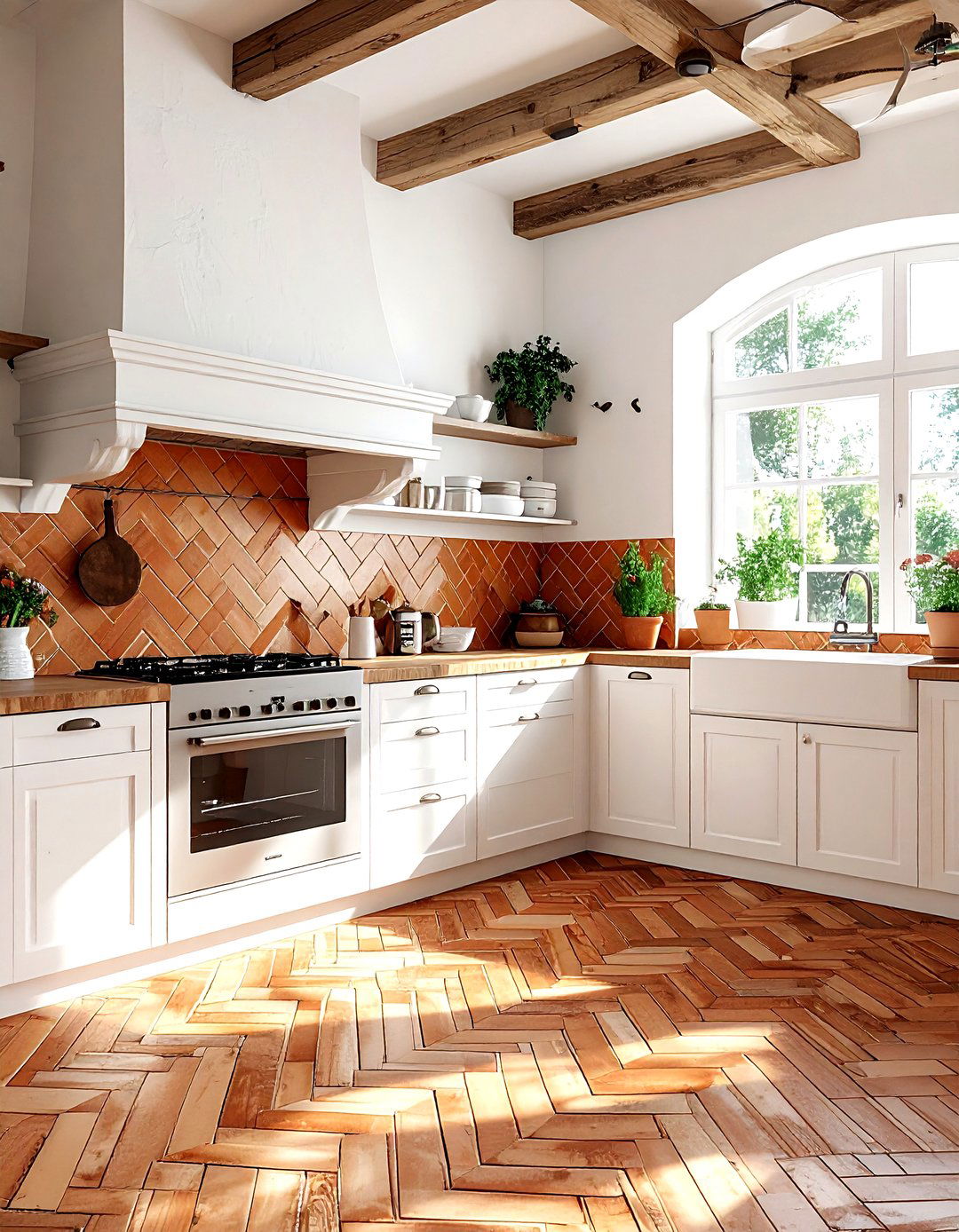 Terracotta kitchen tiles - 30 cottage kitchen ideas