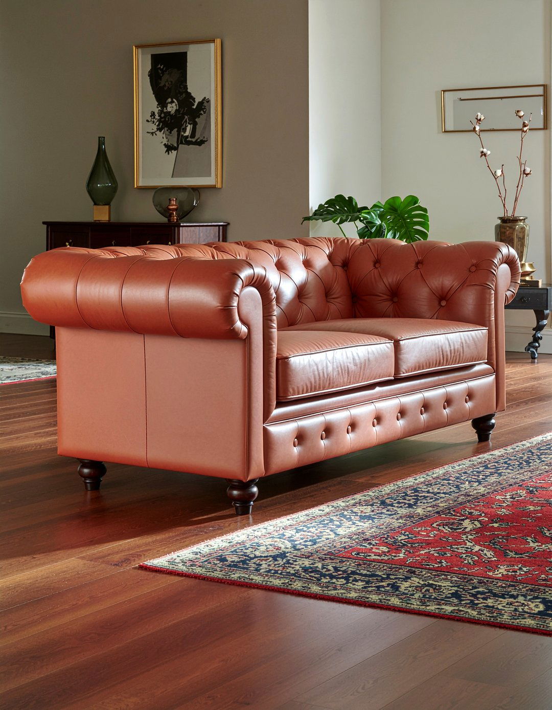 Terracotta leather furniture - 30 terracotta living room ideas