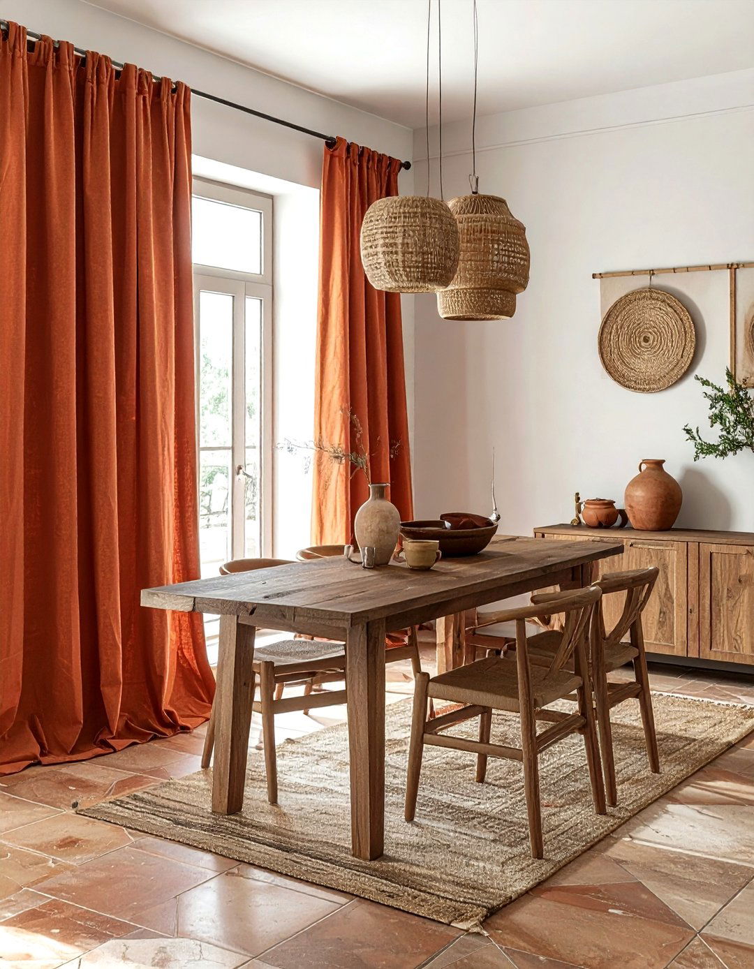 Terracotta linen curtains - 30 linen curtain ideas
